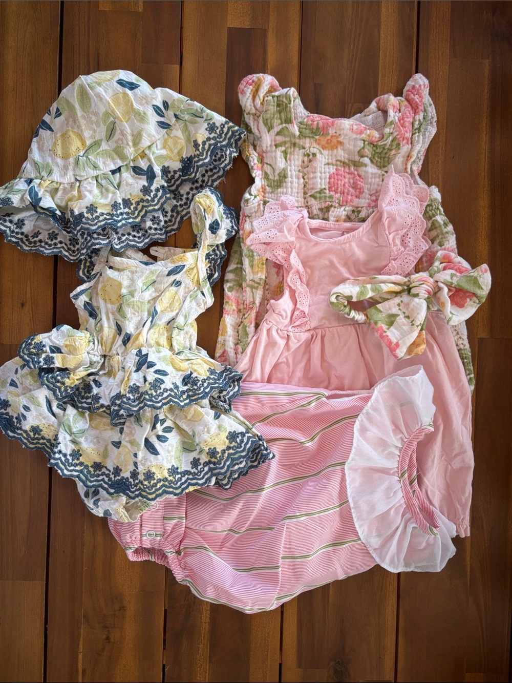 Rachel Zoe Pink Floral and Lemon Print Girls One-Piece Set